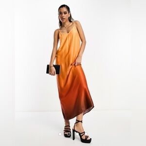 Never Fully Dressed satin ombre maxi dress in orange size 14